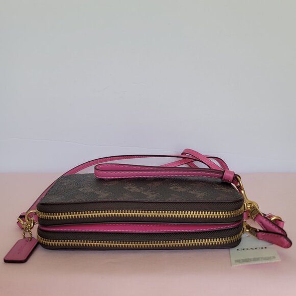 COACH Kira Horse And Carriage Canvas & Leather Crossbody-Truffle Petunia color ⭐ - Picture 9 of 16